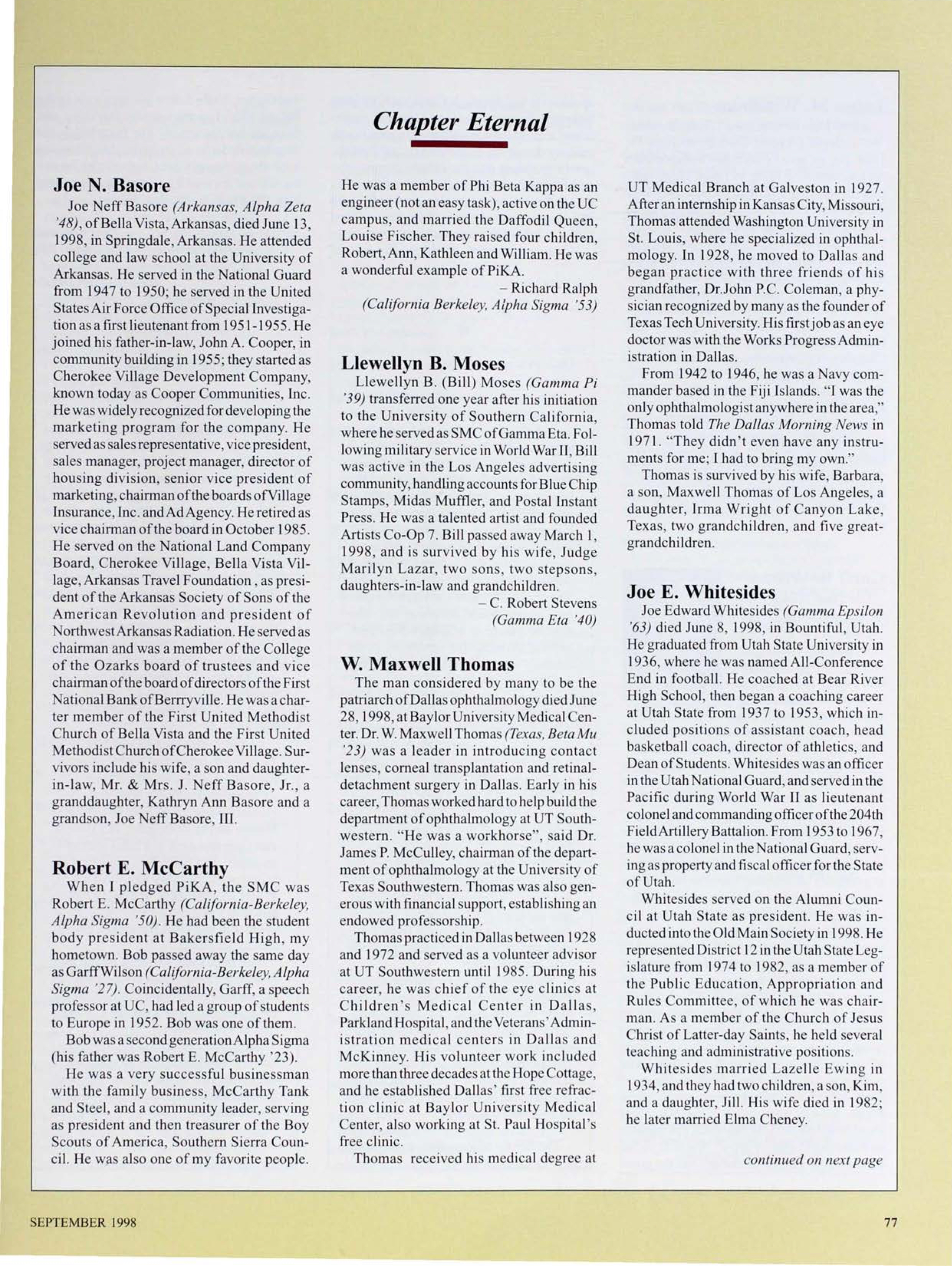 Chapter Eternal, September 1998